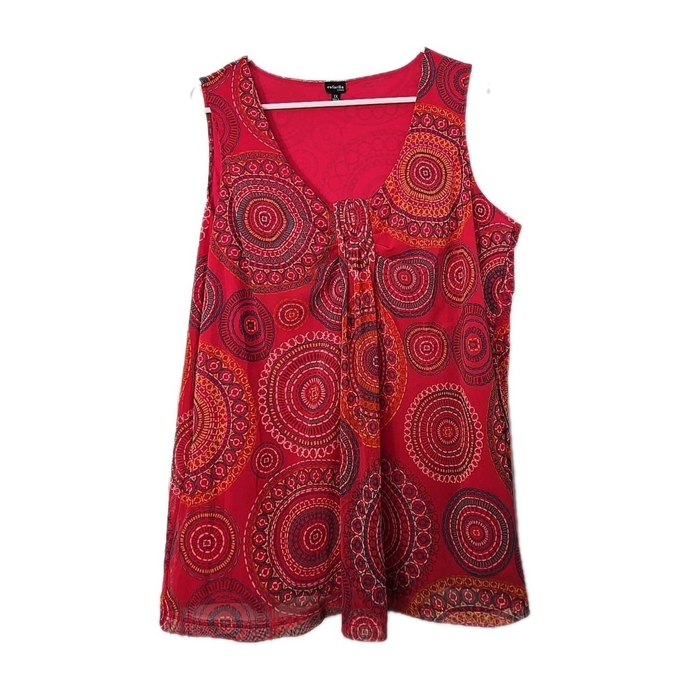 Rafaella Womans Plus Sleeveless Blouse Size 1X Pink, Turquoise, Orange